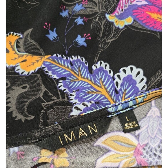 IMAN Global Chic Drapey Tiered Pink Purple Floral Maxi Dress Large - Picture 3 of 4